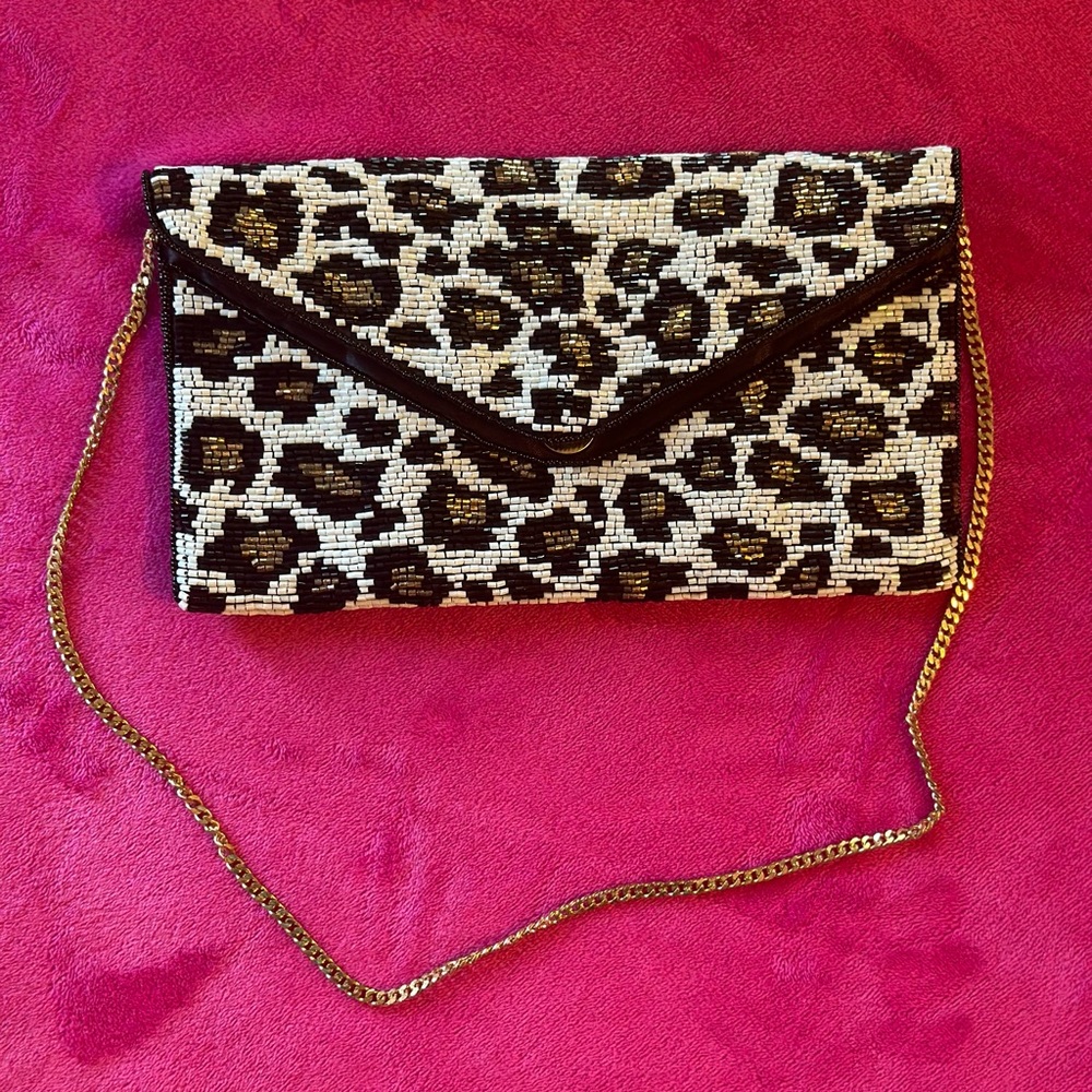 EXPRESS Leopard Sequin Print Shoulder or Clutch Bag